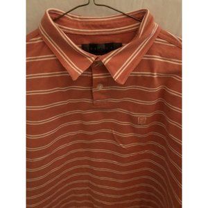 Nike Golf Shirt Mens XL Orange Striped Short Sleeve Polo Dry Fit